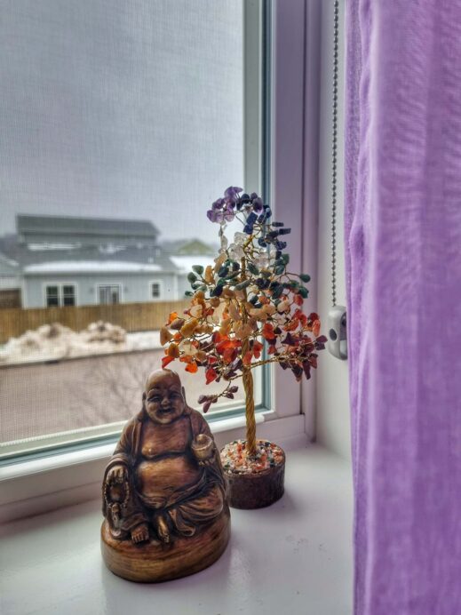 Purple-curtains-Buddha-519x692 Military Moves: How to Make Your House  into a Home ASAP
